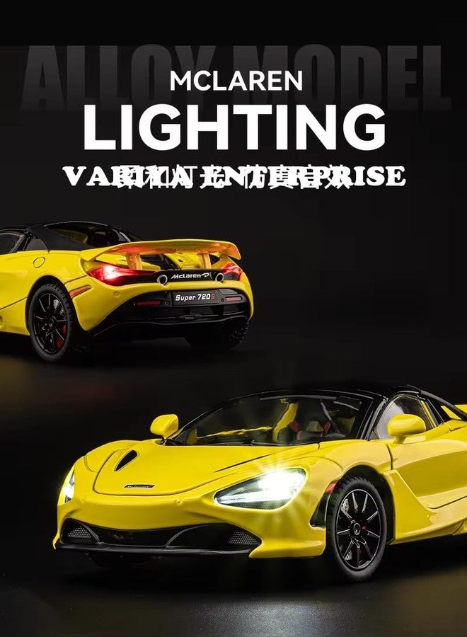 VARIYA ENTERPRISE® 1:24 Big McLaren 720s Convertible Toy Car Metal Pull Back Diecast Car with Openable Door and Sound Light, Gifts Toys for Kids【 Orange 】 - Image 4